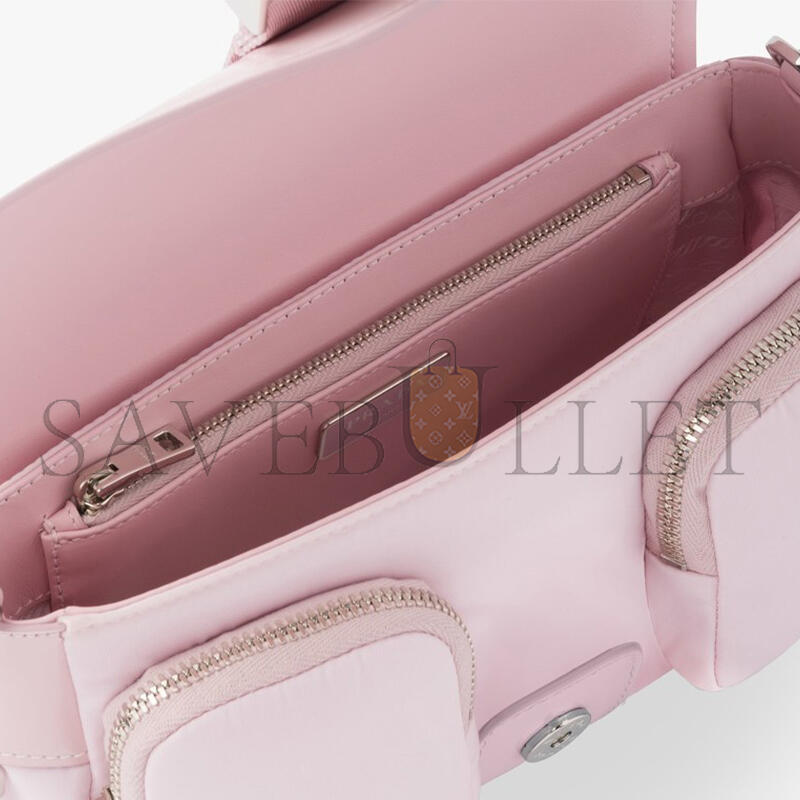 Pra*a nylon and glossed leather shoulder bag 1bd295 (23*12.5*5.5cm)